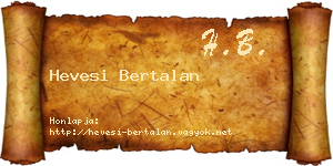 Hevesi Bertalan névjegykártya
